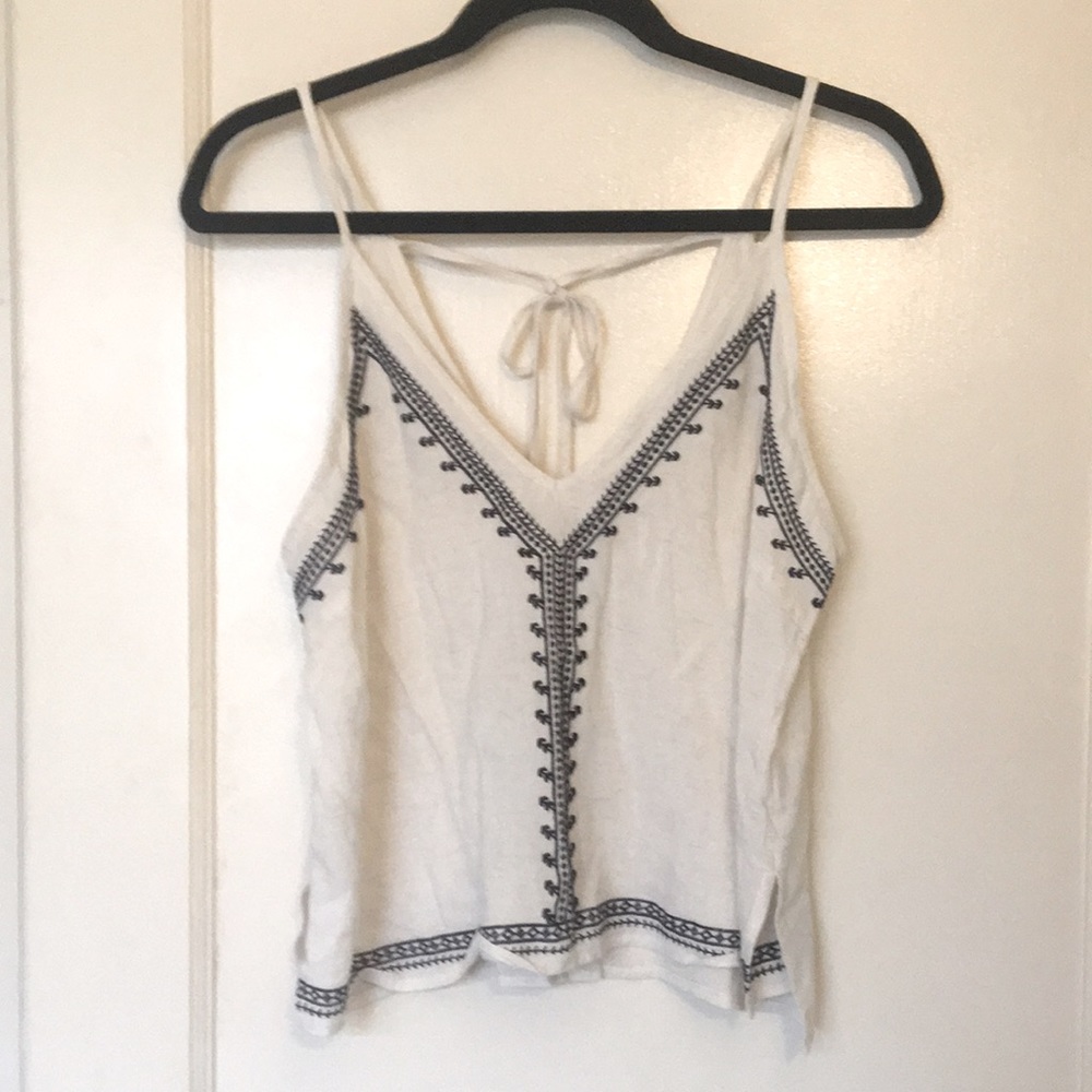 EUC Embroidered Tie Up Crop Tank